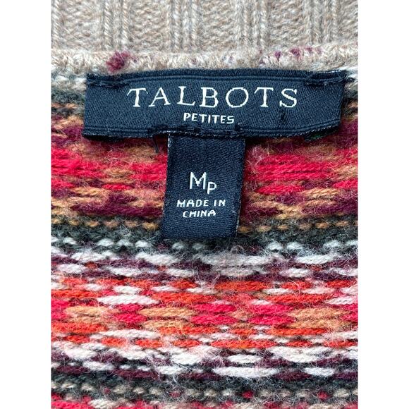 Talbots Nordic Fair Isle Cardigan Sweater Sz MP Scandinavian Cozy Luxury Wool - Picture 6 of 8